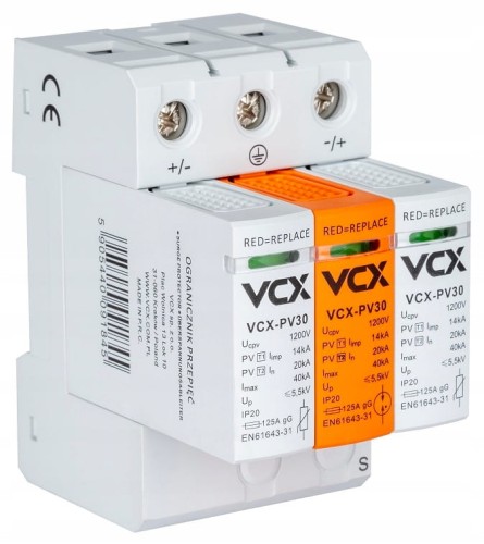 OGRANICZNIK PRZEPIĘĆ B+C 3P DC 1200V 14kA PV30 OCHRONNIK FOTOWOLTAICZNY