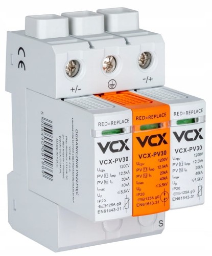 OGRANICZNIK PRZEPIĘĆ B+C 3P DC 1200V 12,5kA PV30 OCHRONNIK FOTOWOLTAICZNY