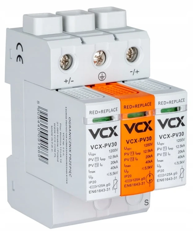 OGRANICZNIK PRZEPIĘĆ B+C 3P DC 1200V 12,5kA PV30 OCHRONNIK FOTOWOLTAICZNY