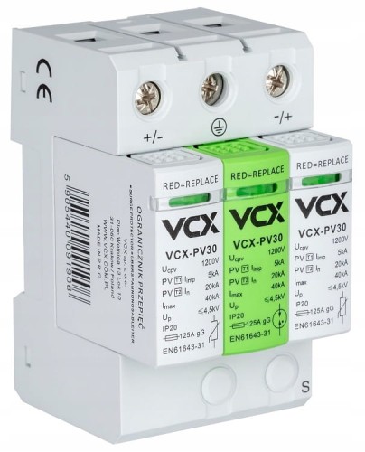 OGRANICZNIK PRZEPIĘĆ B+C 3P DC 1200V 5kA T1T2 PV30 OCHRONNIK FOTOWOLTAICZNY