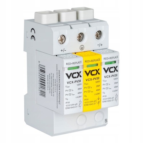 OGRANICZNIK PRZEPIĘĆ T2 C 3P DC 1200V PV30 OCHRONNIK FOTOWOLTAICZNY VCX