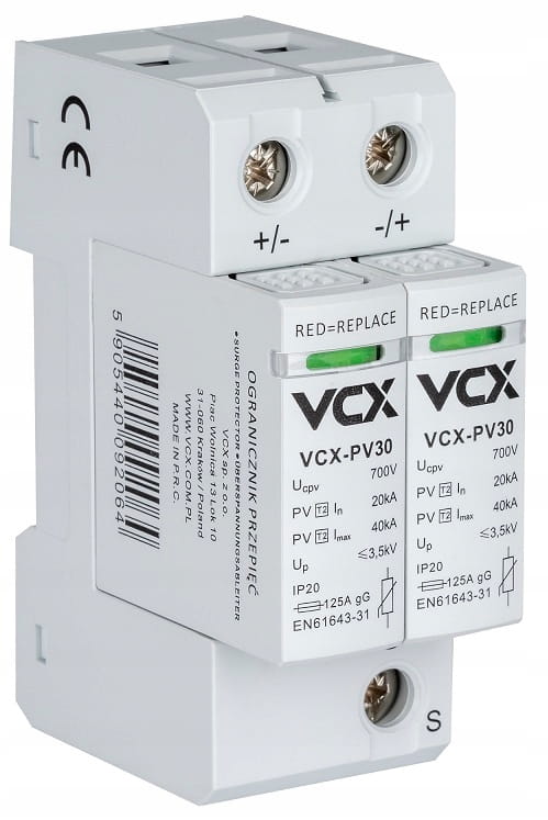 OGRANICZNIK PRZEPIĘĆ T2 C 2P DC 700V PV30 OCHRONNIK FOTOWOLTAICZNY VCX