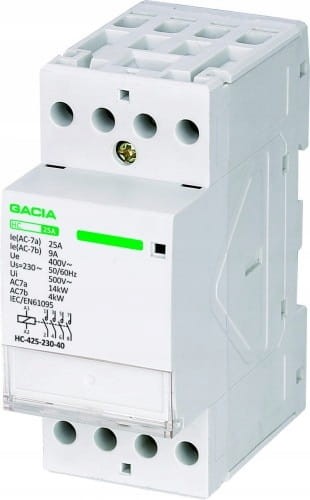 STYCZNIK MODUŁOWY 25A 2P CEWKA 230V 4 STYKI 3-FAZ