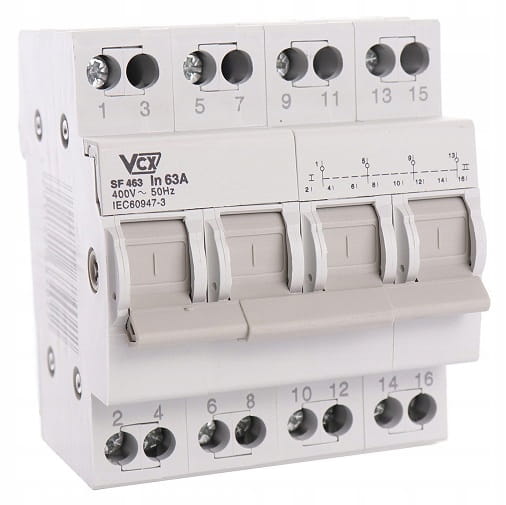 PRZEŁĄCZNIK MODUŁOWY SIEĆ-AGREGAT 1-0-2 4P 63A