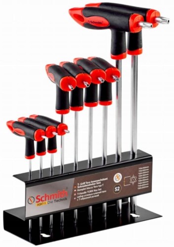 KLUCZE TORX IMBUSOWE TYP T IMBUS T10-T50 ZESTAW KLUCZY 9 szt STOJAK SCHMITH