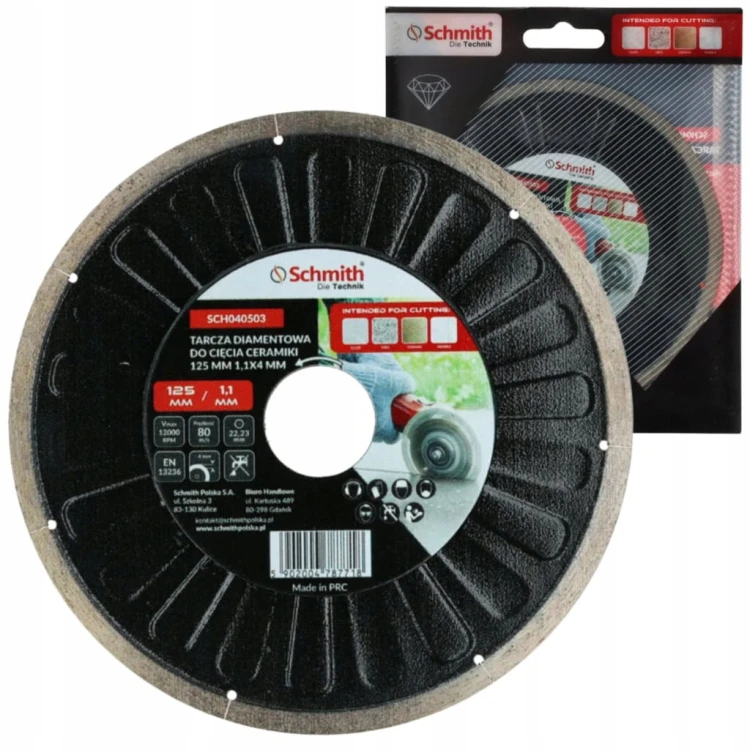 TARCZA DIAMENTOWA DO CIĘCIA CERAMIKI GRESU 125mm ULTRA CIEŃKA 1,1mm SCHMITH