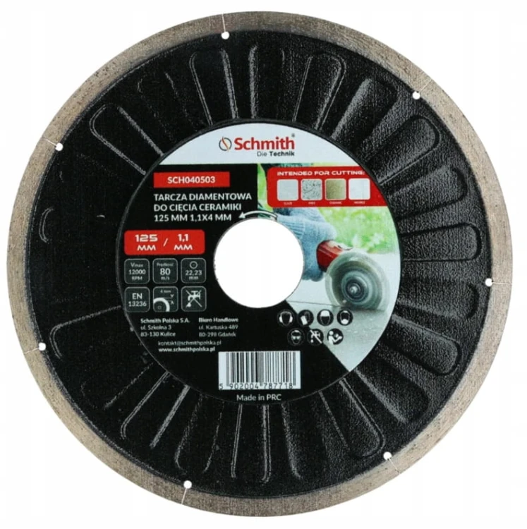 TARCZA DIAMENTOWA DO CIĘCIA CERAMIKI GRESU 125mm ULTRA CIEŃKA 1,1mm SCHMITH