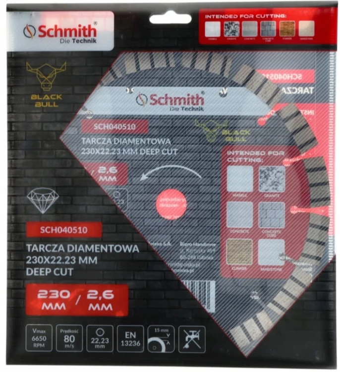 TARCZA DIAMENTOWA 230mm 22,2mm DO KAMIENIA BETONU KOSTKI DEEP CUT SCHMITH