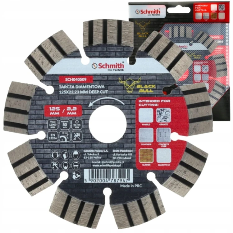 TARCZA DIAMENTOWA 125mm 22,2mm DO KAMIENIA BETONU KOSTKI DEEP CUT SCHMITH