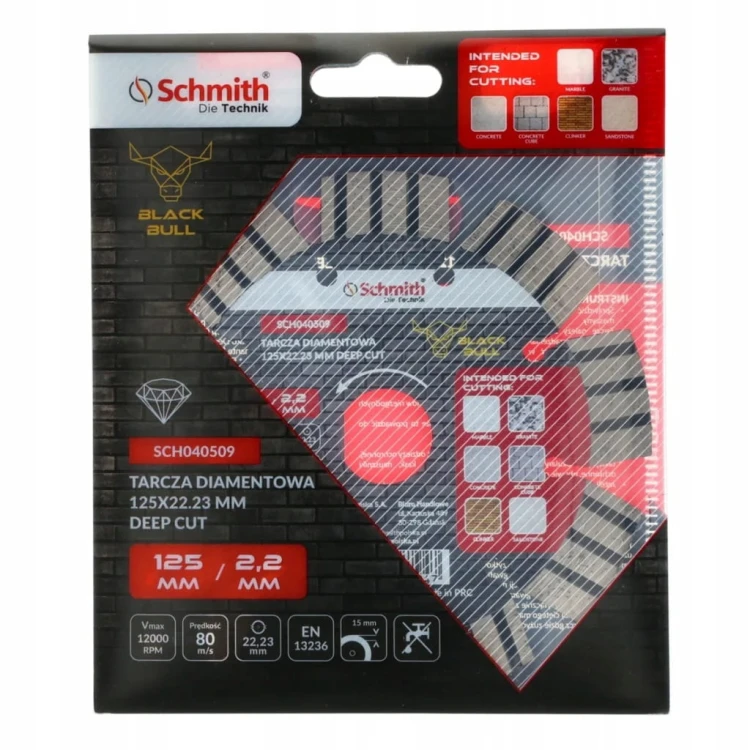 TARCZA DIAMENTOWA 125mm 22,2mm DO KAMIENIA BETONU KOSTKI DEEP CUT SCHMITH