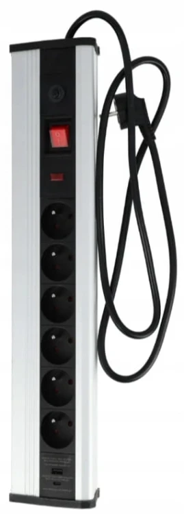PRZEDŁUŻACZ LISTWA ZASILAJĄCA BIURKOWA 3m 6 GNIAZD USB WYŁĄCZNIK SCHMITH