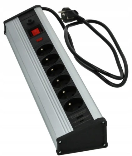 PRZEDŁUŻACZ LISTWA ZASILAJĄCA BIURKOWA 1,5m 6 GNIAZD USB WYŁĄCZNIK SCHMITH