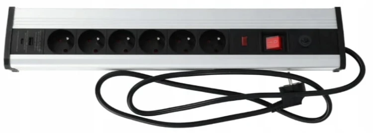 PRZEDŁUŻACZ LISTWA ZASILAJĄCA BIURKOWA 1,5m 6 GNIAZD USB WYŁĄCZNIK SCHMITH
