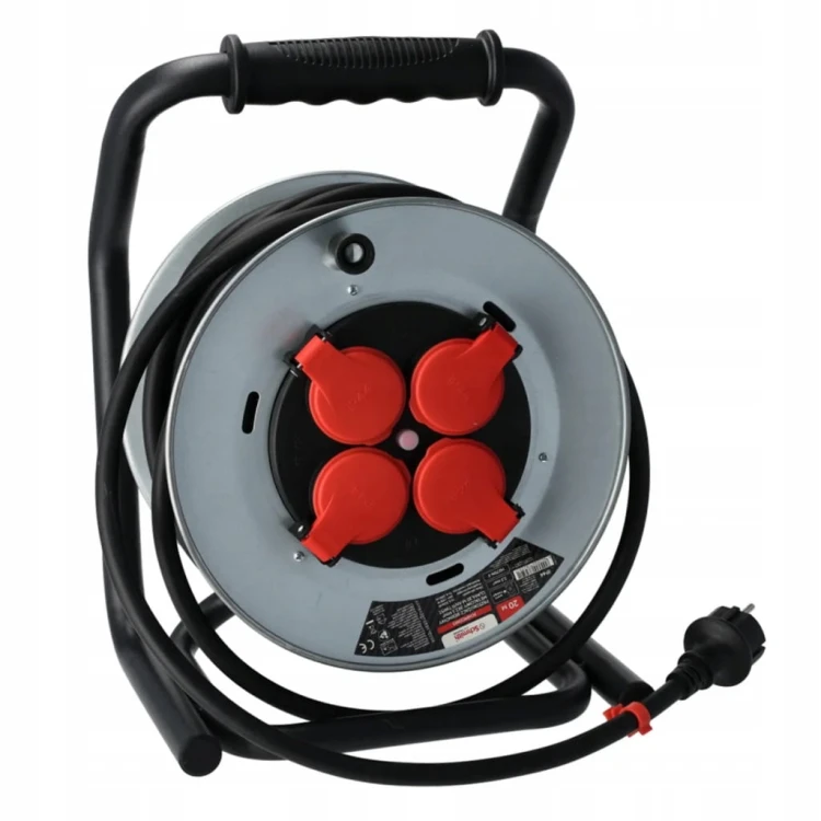PRZEDŁUŻACZ BĘBNOWY METAL 20m 4G 3x2,5 GUMOWY IP44 ANTI-TWIST SCHMITH
