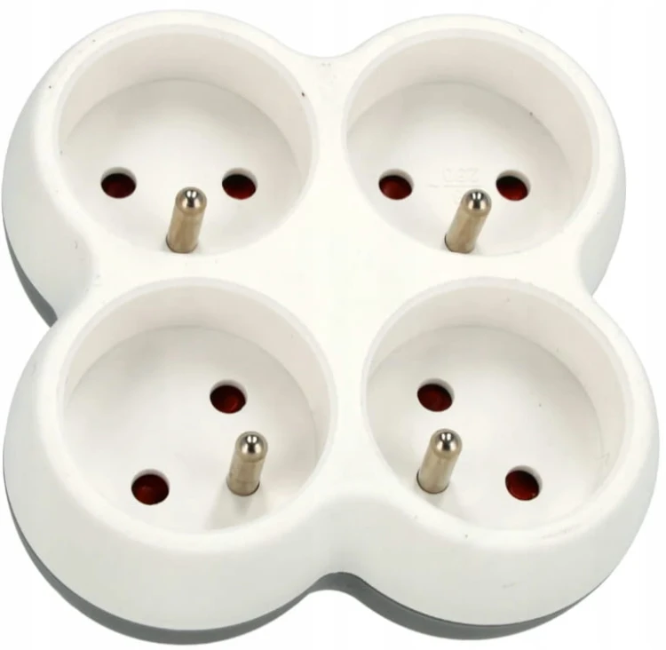 GNIAZDO ROZGAŁĘŹNIK ZŁODZIEJKA 4 GNIAZDKA CZWÓRNIK ADAPTER 16A Z/U SCHMITH