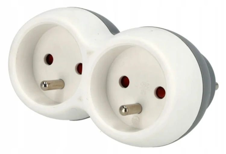 GNIAZDO ROZGAŁĘŹNIK ZŁODZIEJKA 2 GNIAZDKA DWÓJNIK ADAPTER 16A Z/U SCHMITH
