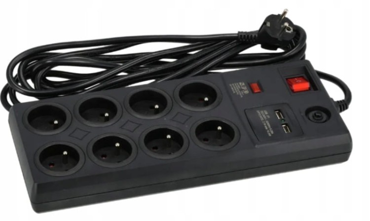 PRZEDŁUŻACZ LISTWA ZASILAJĄCA 10 GNIAZD 2xUSB Z WYŁĄCZNIKIEM 5m SCHMITH