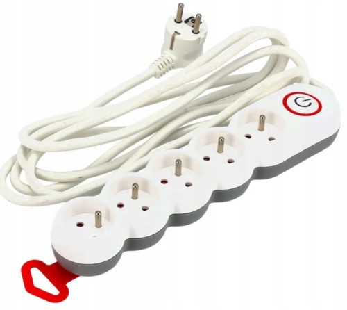 PRZEDŁUŻACZ LISTWA ZASILAJĄCA Z WYŁĄCZNIKIEM 5 GNIAZD 1,5m BIAŁY SCHMITH