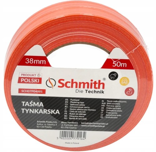 TAŚMA TYNKARSKA ELEWACYJNA BUDOWLANA POMARAŃCZOWA 38mm x 50m SCHMITH