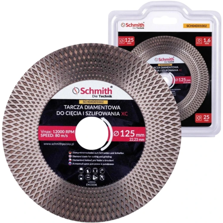 TARCZA DIAMENTOWA 125mm DO CIĘCIA SZLIFOWANIA GRESU KĄT 45st PRO XC SCHMITH