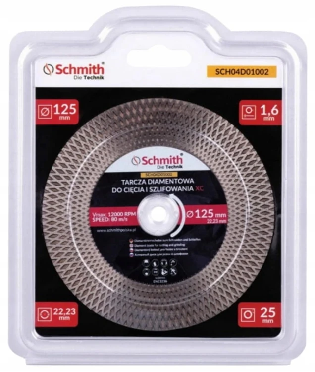 TARCZA DIAMENTOWA 125mm DO CIĘCIA SZLIFOWANIA GRESU KĄT 45st PRO XC SCHMITH