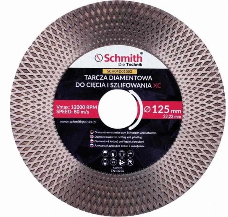 TARCZA DIAMENTOWA 125mm DO CIĘCIA SZLIFOWANIA GRESU KĄT 45st PRO XC SCHMITH