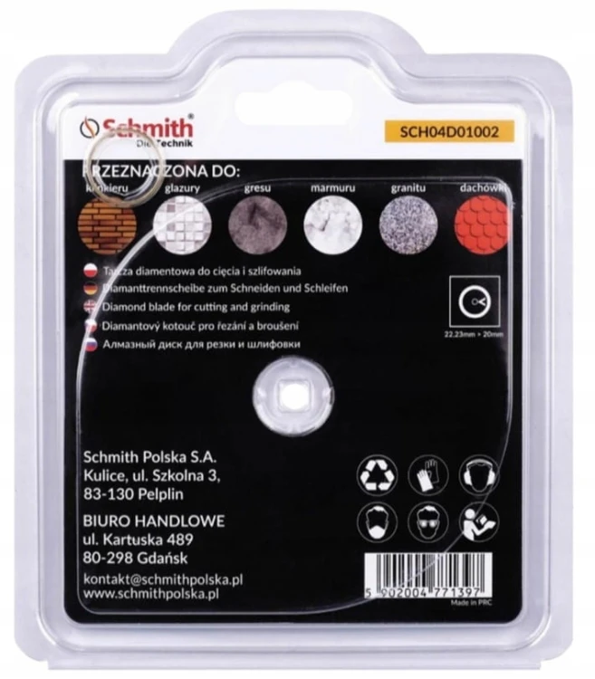 TARCZA DIAMENTOWA 125mm DO CIĘCIA SZLIFOWANIA GRESU KĄT 45st PRO XC SCHMITH