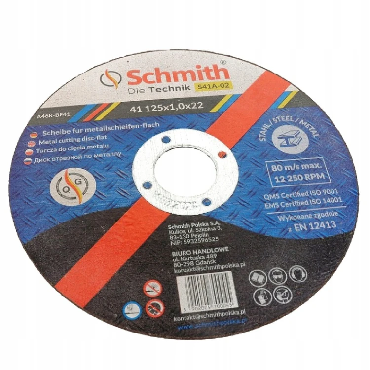 TARCZA DO CIĘCIA METALU 125x1,5 MOCNA Z DROBINAMI DIAMENTU SCHMITH