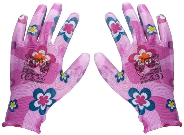 RĘKAWICE OGRODOWE RĘKAWICZKI OCHRONNE W KWIATY R.6 POKRYTE NITRYLEM SCHMITH