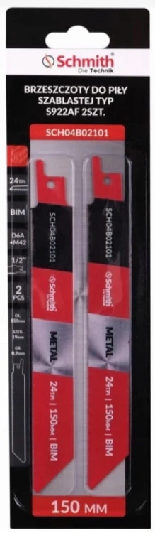 BRZESZCZOT DO PIŁY SZABLASTEJ 150mm DO METALU BI-METAL 24TPI 2szt. SCHMITH