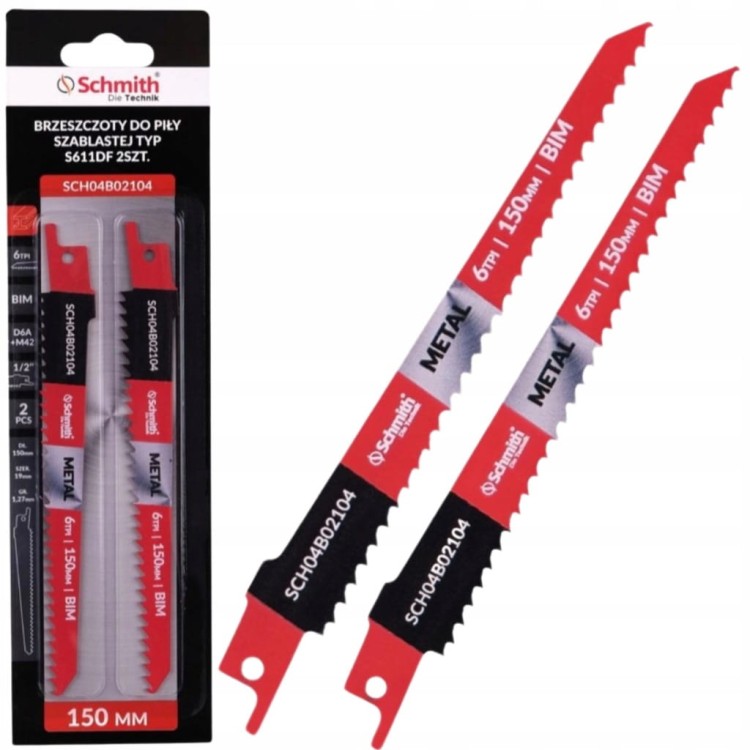 BRZESZCZOT DO PIŁY SZABLASTEJ 150mm DO METALU BI-METAL 6TPI 2szt. SCHMITH