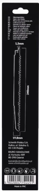 BRZESZCZOT DO PIŁY SZABLASTEJ 240mm DO DREWNA 5TPI HCS 2szt SCHMITH