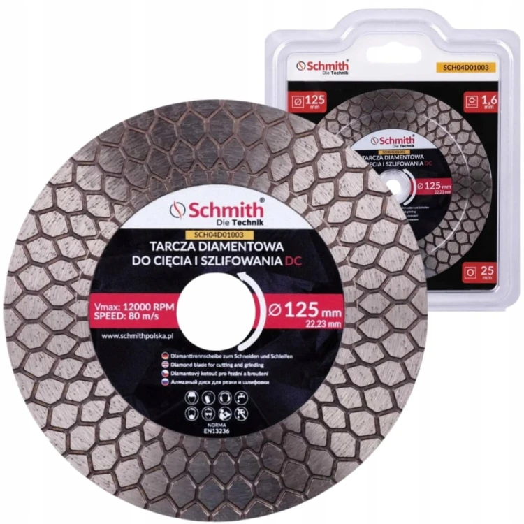 TARCZA DIAMENTOWA 125mm DO CIĘCIA SZLIFOWANIA GRESU KĄT 45st PRO DC SCHMITH