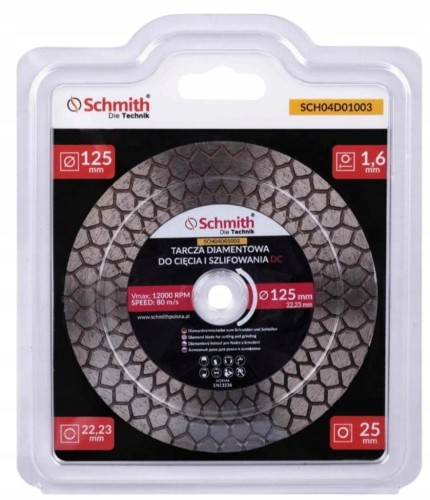 TARCZA DIAMENTOWA 125mm DO CIĘCIA SZLIFOWANIA GRESU KĄT 45st PRO DC SCHMITH