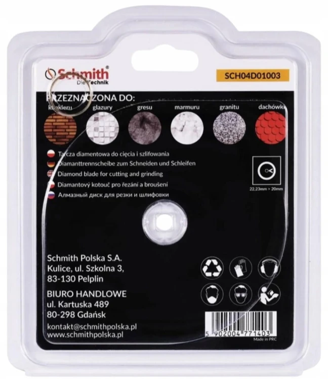 TARCZA DIAMENTOWA 125mm DO CIĘCIA SZLIFOWANIA GRESU KĄT 45st PRO DC SCHMITH