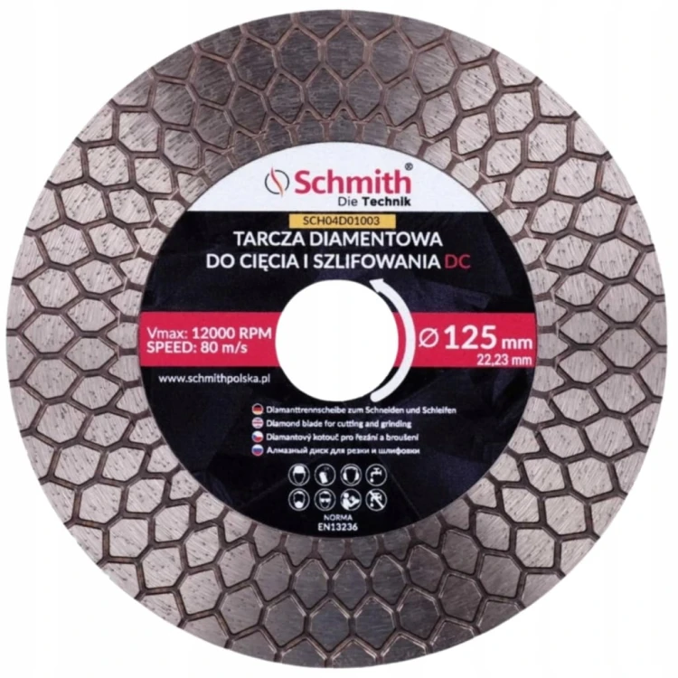 TARCZA DIAMENTOWA 125mm DO CIĘCIA SZLIFOWANIA GRESU KĄT 45st PRO DC SCHMITH