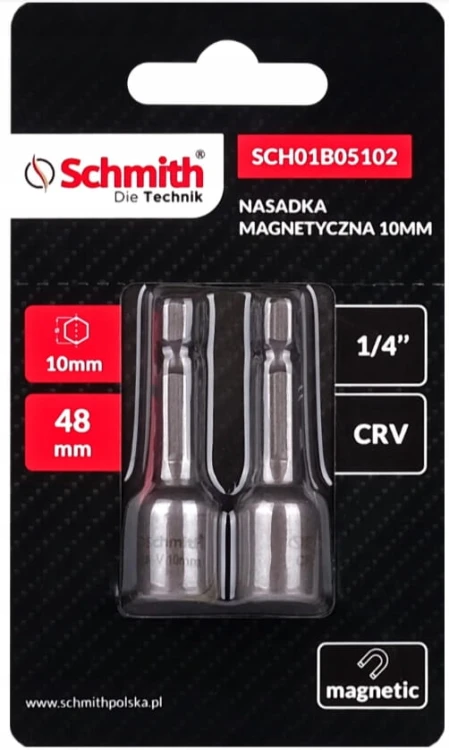 KLUCZYK MAGNETYCZNY DO WKRĘTAKÓW UCHWYT BIT 10mm NASADKA ZESTAW 2 SCHMITH