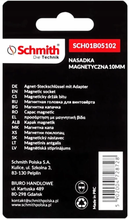 KLUCZYK MAGNETYCZNY DO WKRĘTAKÓW UCHWYT BIT 10mm NASADKA ZESTAW 2 SCHMITH