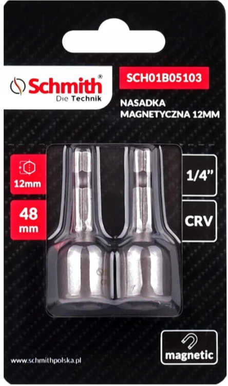 KLUCZYK MAGNETYCZNY DO WKRĘTAKÓW UCHWYT BIT 12mm NASADKA ZESTAW 2 SCHMITH