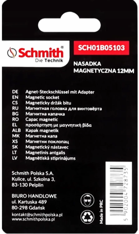 KLUCZYK MAGNETYCZNY DO WKRĘTAKÓW UCHWYT BIT 12mm NASADKA ZESTAW 2 SCHMITH