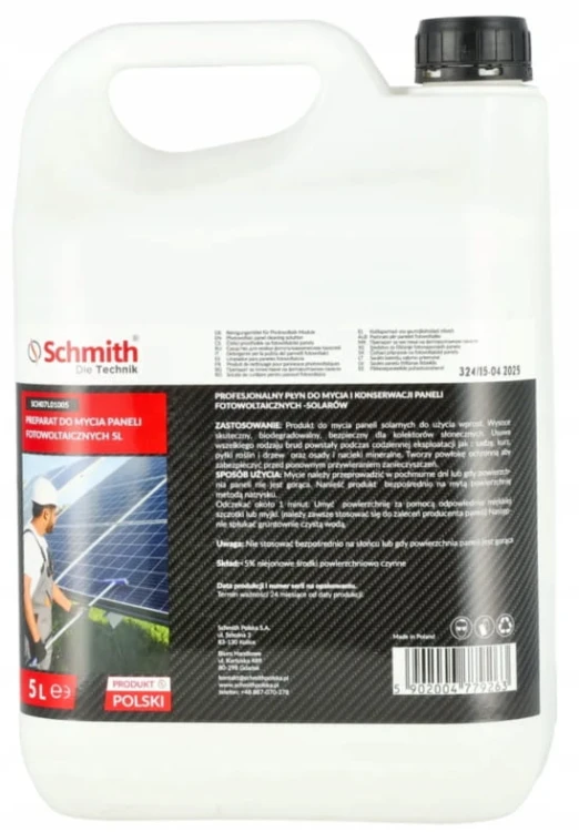 ŚRODEK PREPARAT DO CZYSZCZENIA PANELI FOTOWOLTAICZNYCH PV 5L SCHMITH