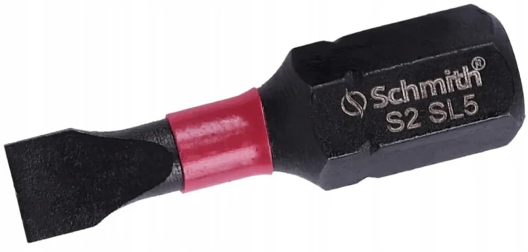 BIT UDAROWY SL5 25mm PŁASKI KOŃCÓWKA MAGNETYCZNA BITY ZESTAW 5szt SCHMITH
