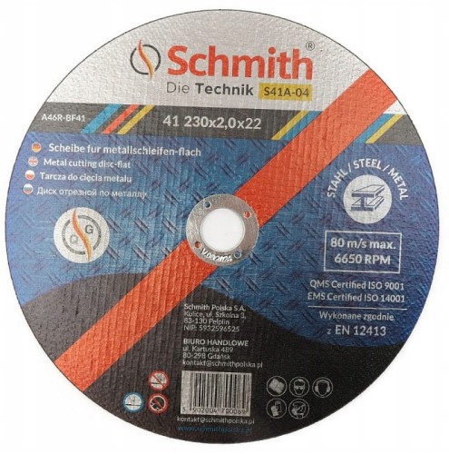 TARCZA DO CIĘCIA METALU 230x2 MOCNA SCHMITH