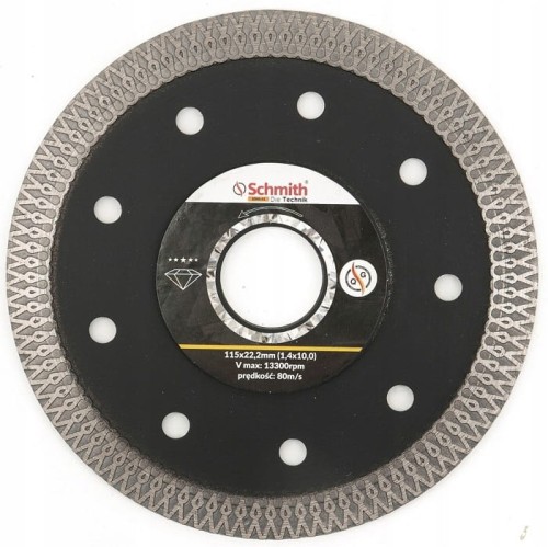 TARCZA DIAMENTOWA 115mm DO GRESU PŁYTEK GLAZURY SUPER SLIM SCHMITH