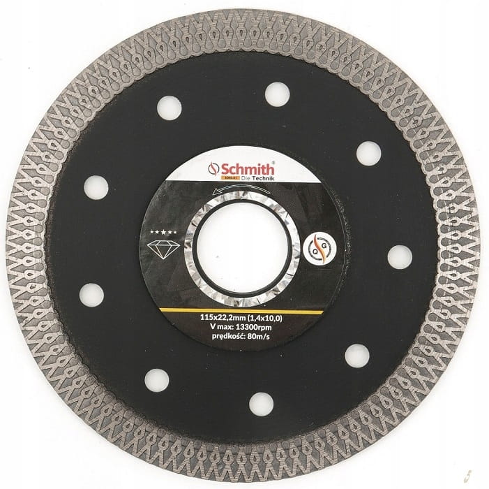 TARCZA DIAMENTOWA 115mm DO GRESU PŁYTEK GLAZURY SUPER SLIM SCHMITH