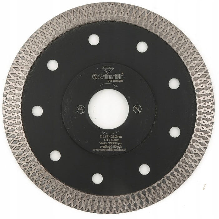TARCZA DIAMENTOWA 115mm DO GRESU PŁYTEK GLAZURY SUPER SLIM SCHMITH