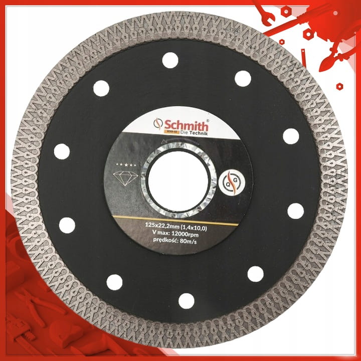 TARCZA DIAMENTOWA 125mm DO GRESU PŁYTEK GLAZURY SUPER SLIM SCHMITH