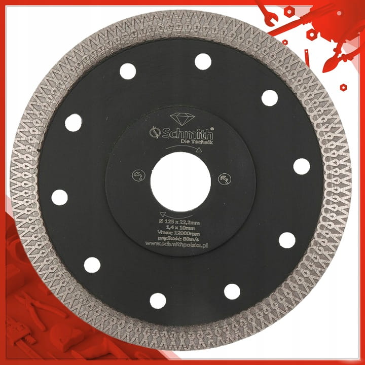 TARCZA DIAMENTOWA 125mm DO GRESU PŁYTEK GLAZURY SUPER SLIM SCHMITH