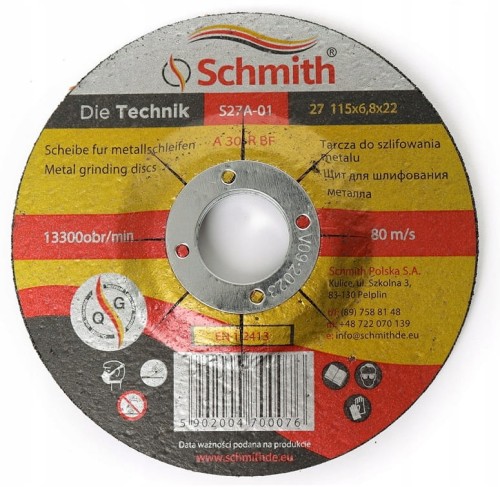 TARCZA DO SZLIFOWANIA METALU 115x6,8 SCHMITH