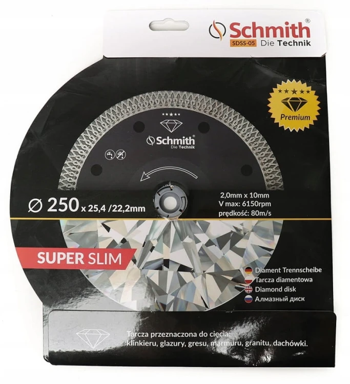 TARCZA DIAMENTOWA 250mm 25,4 GRESU PŁYTEK SCHMITH